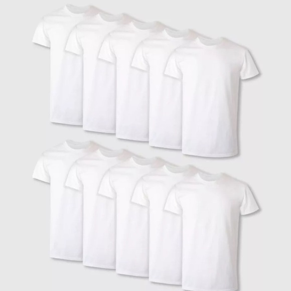 Hanes Men's Moisture-Wicking Crewneck Undershirt 10pk - White M, Open Box - Picture 2 of 2